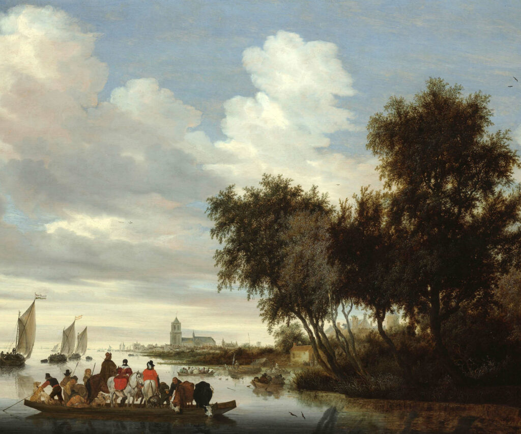 Salomon Van Ruysdael Rivierlandschap Met Een Veerboot Dm athome